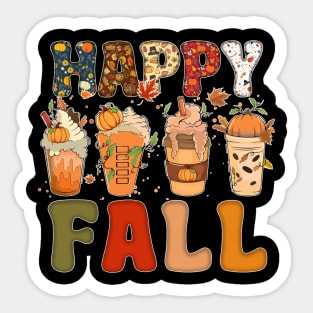 Happy Fall Y'all Autumn Halloween Pumpkin Spice Latte Sticker